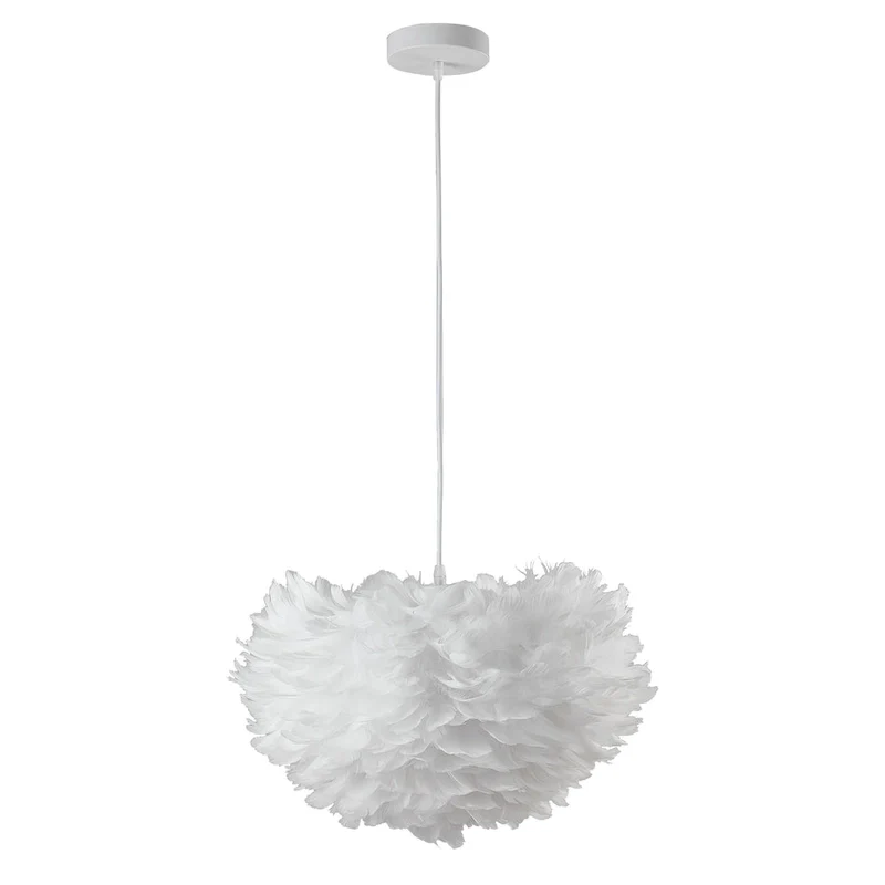 1 Light White Iron Ceiling Fixture With White Goose Feather