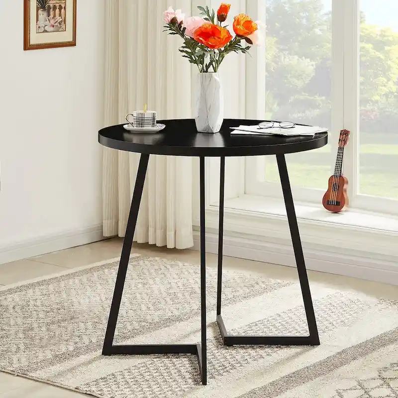 Javlergo 31.5 Round Dining Table Modern Leisure Table with Metal Leg