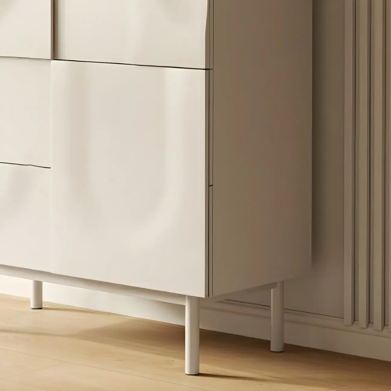 Modern White Wooden Sideboard with Multi-Drawers