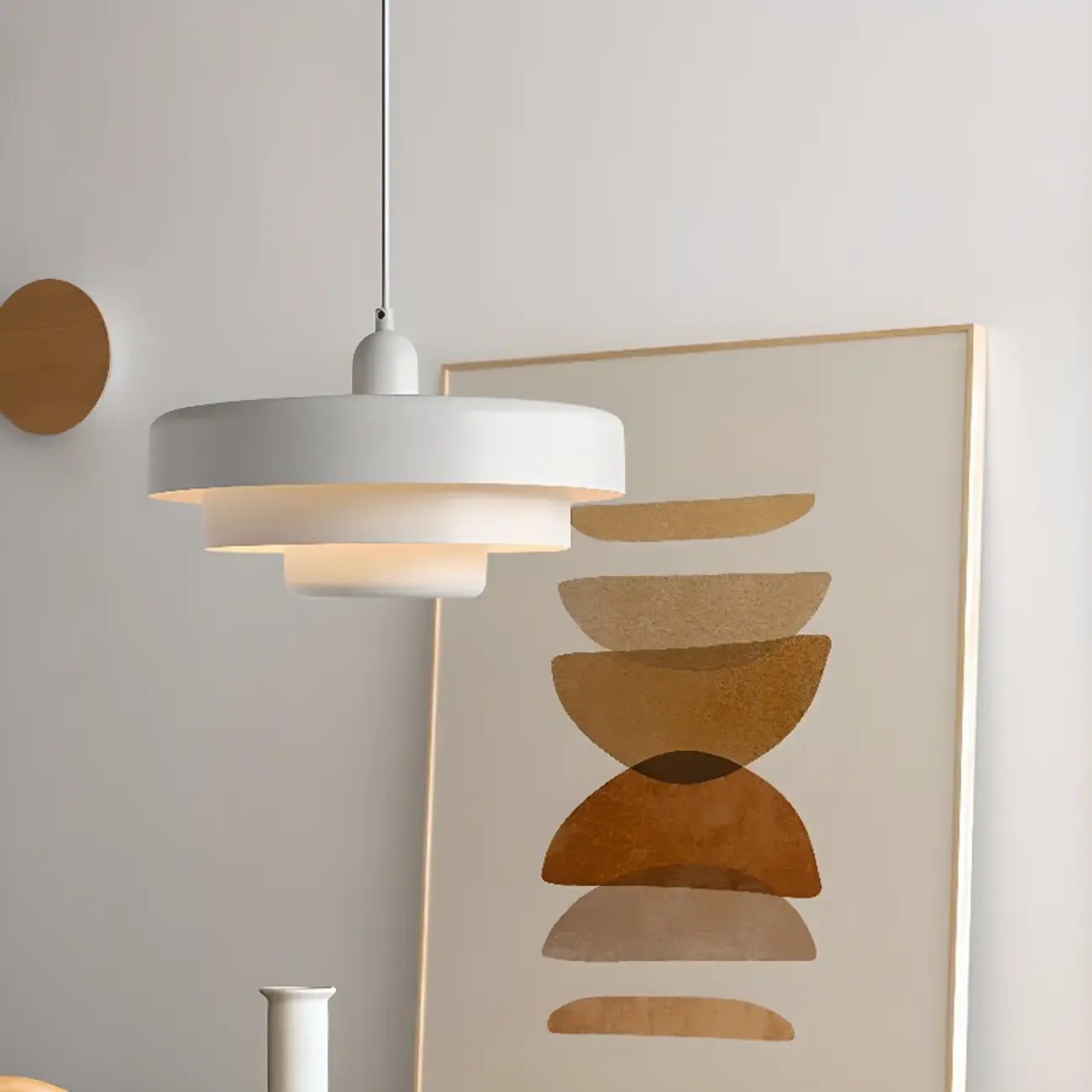 Designer White Layered Cake Iron Pendant Lamp for Living Room