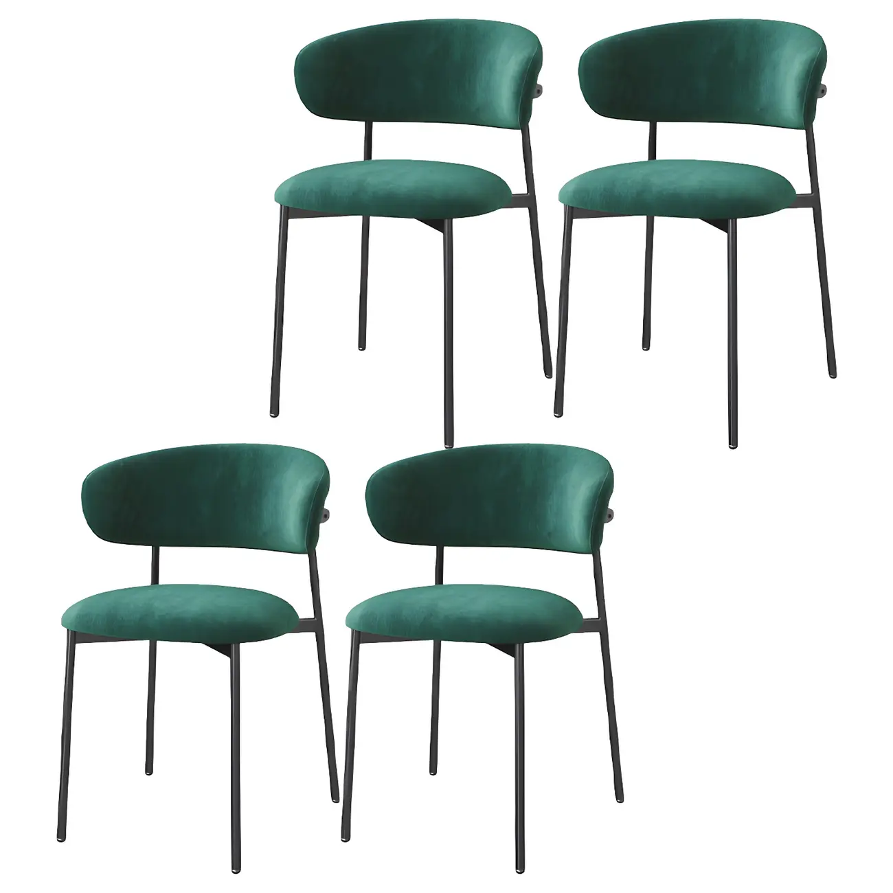 Scandinavian Velvet Upholstered Dining Room Chairs Set of 4