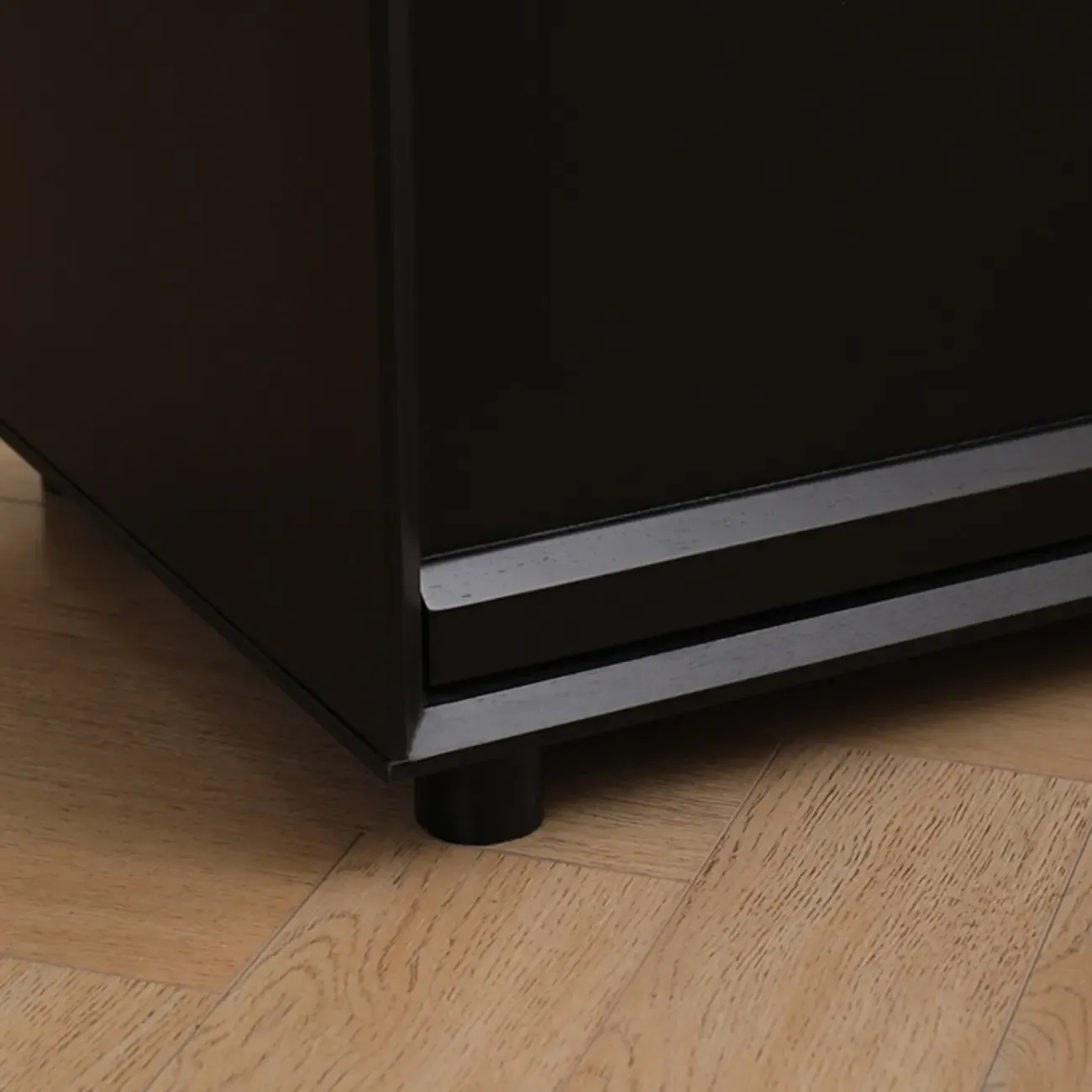 Industrial Wood Dresser with Drawers and Smooth Metal Rail