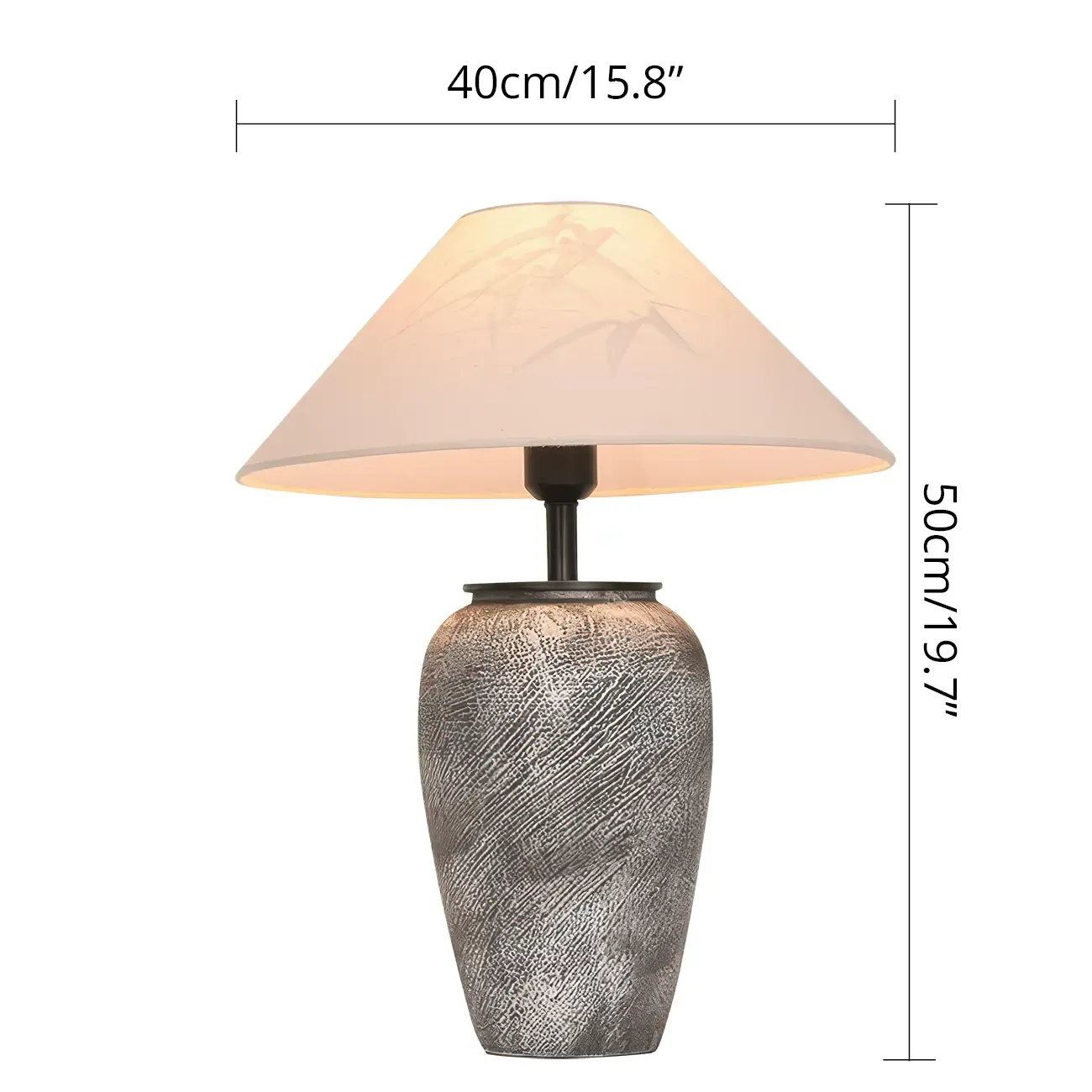 Modern Gray Ceramic Table Lamp with Fabric Shade