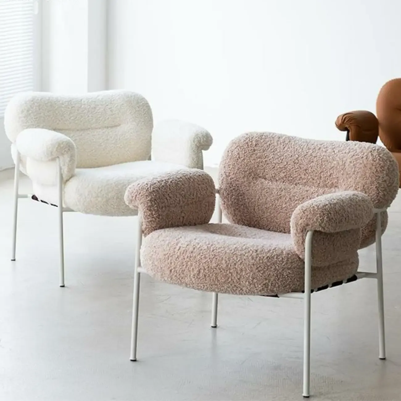 Modern Square Arm Fabric Accent Chair with Tufting