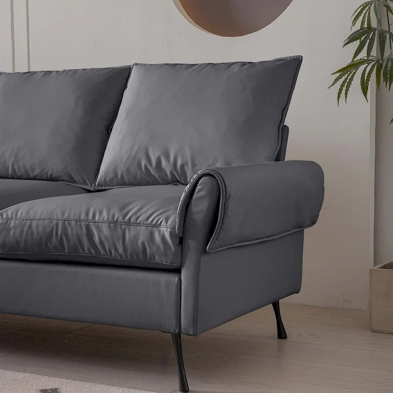 104.5Modern Technical leather L-Shaped Sofa with Ottoman