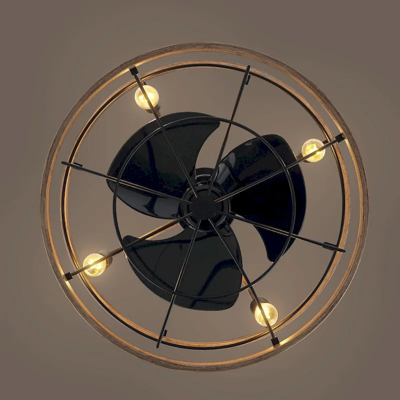 GetLedel 18-in Industrial Caged Ceiling Fan with Remote Control and Light Kit