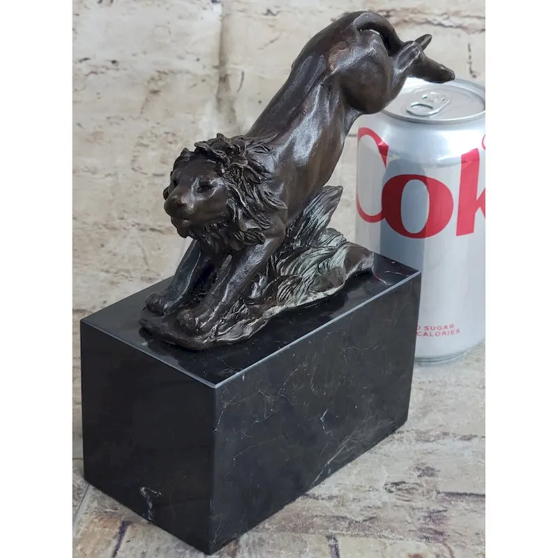 Hot Cast Jumping Imitative Lion By Barye French Animal Artist Bronze Sculpture Figurine Nr