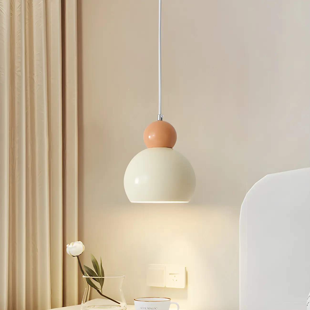 Modern Beaded White Glass 3 Light Pendant Light