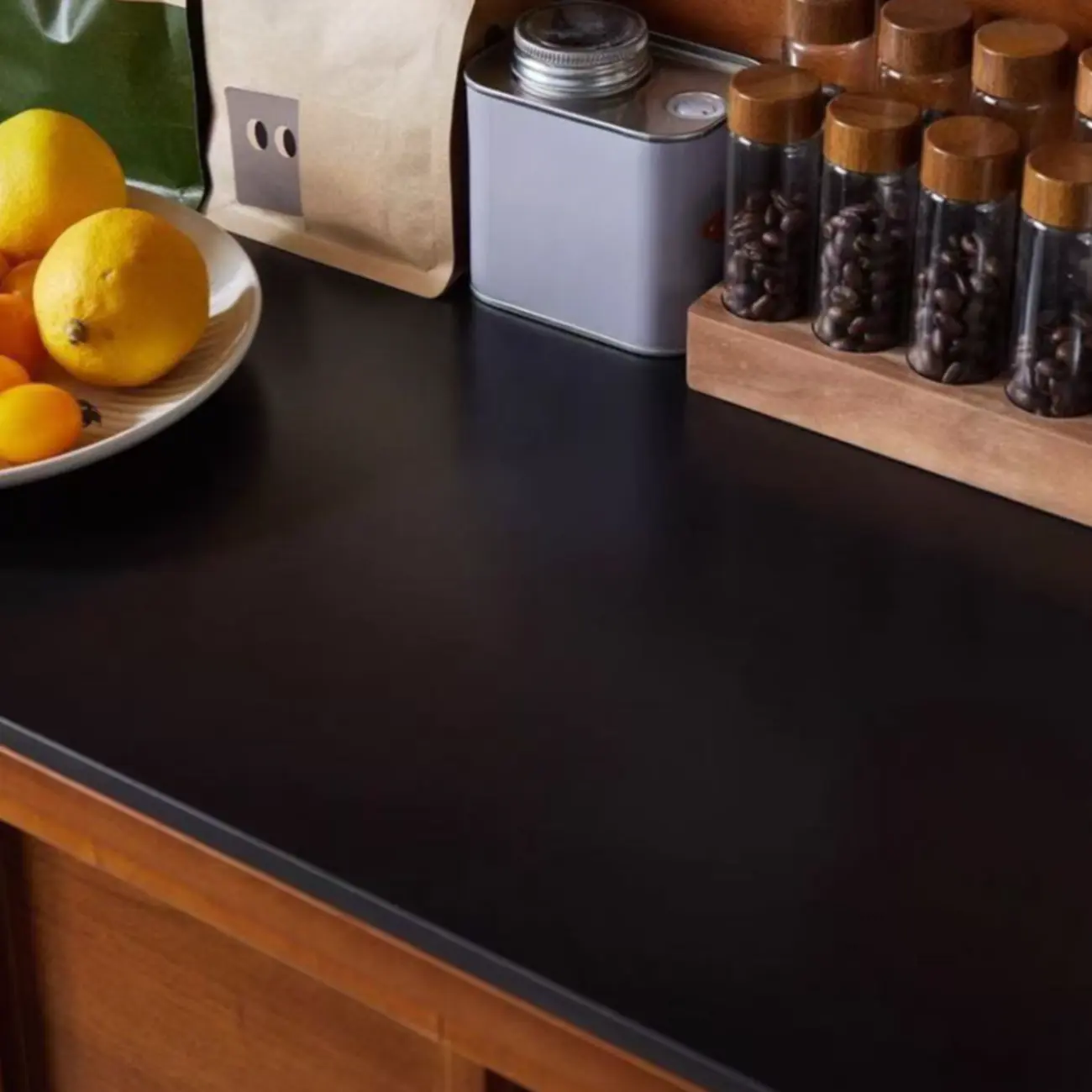 Modern Espresso Wood Buffet with Stone Top