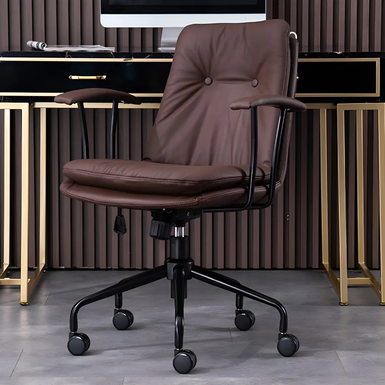 Modern Green Leather Swivel Tilt Office Chair
