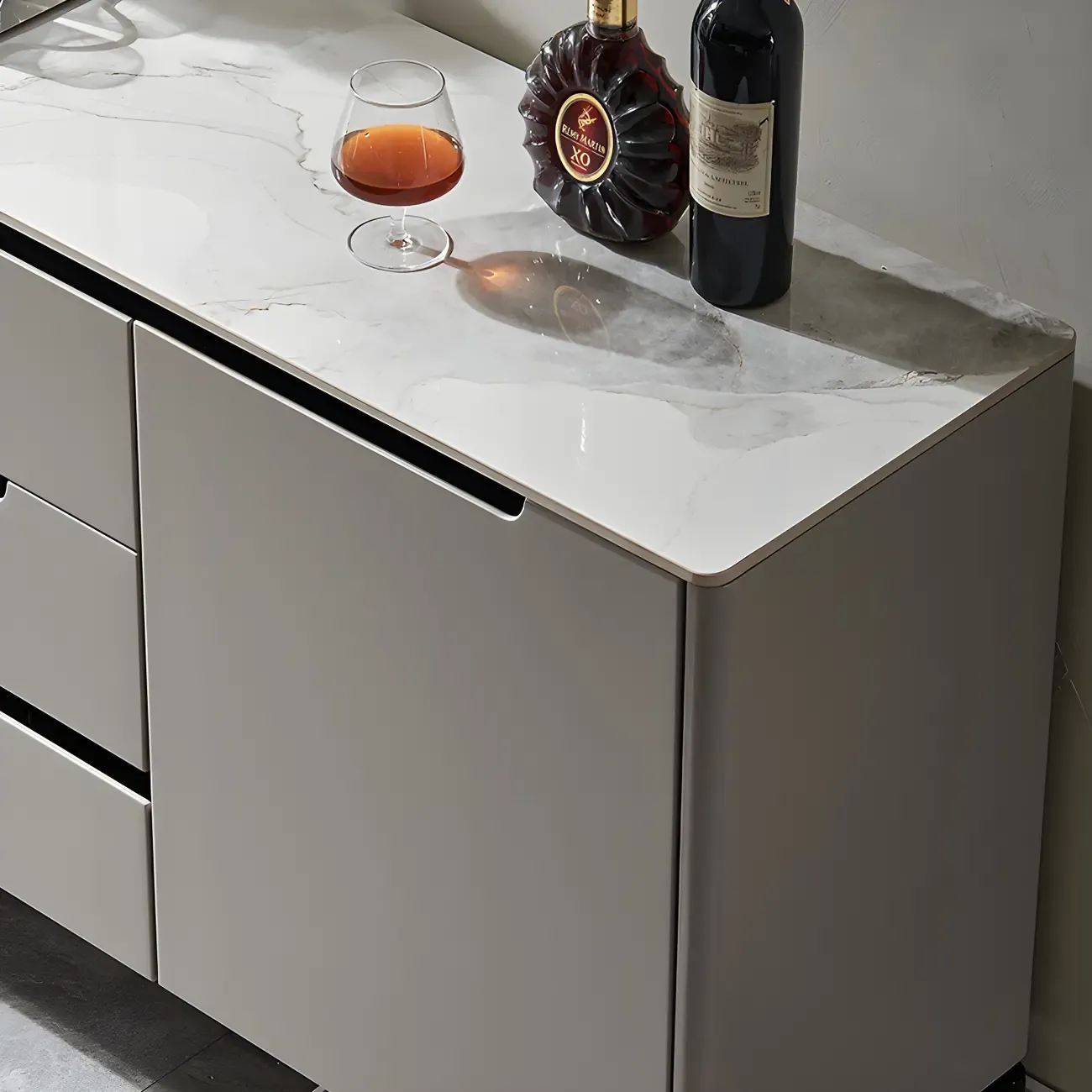 Modern Stone Countertop Sideboard with Cabinets