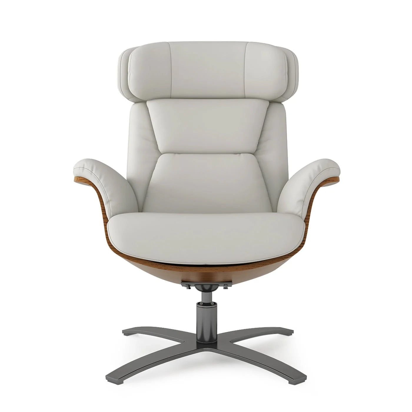 Jovan 31.5 Curved Wood Genuine Leather Recliner Lounge Chair