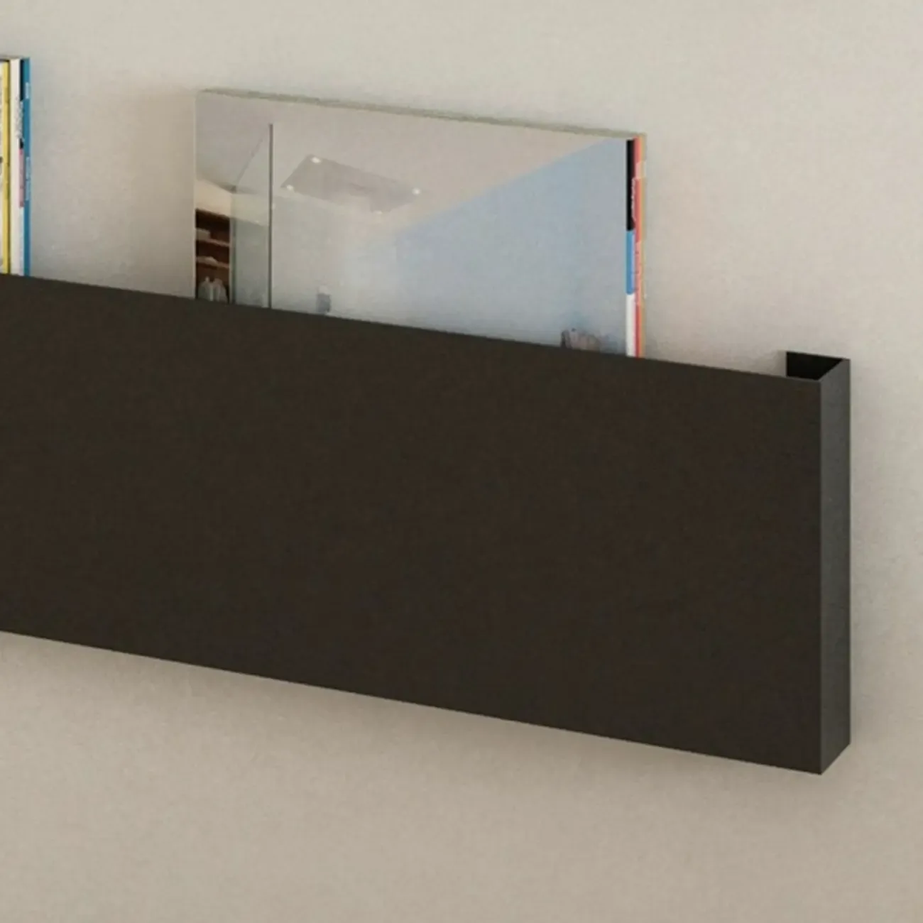 Modern Black Wall-Mounted Metal Floating Bookcase