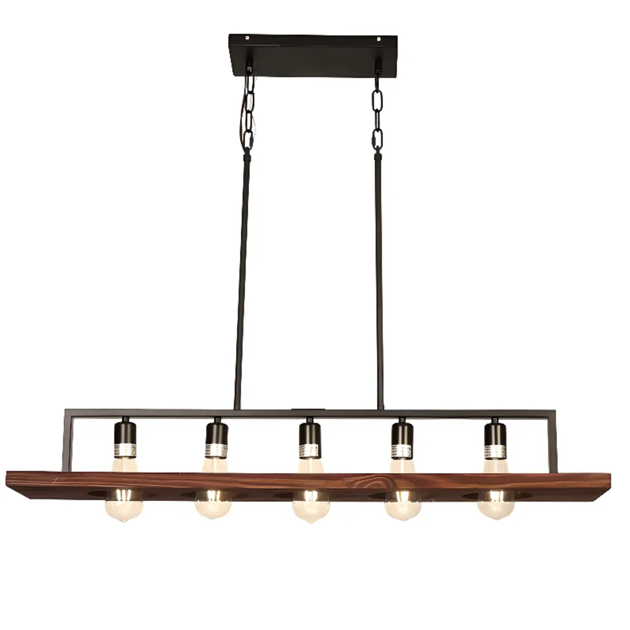 Industrial 5-Light Glass Black Pendant Light Kitchen Island