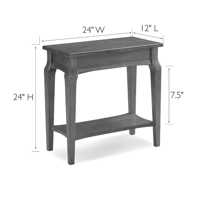 Narrow Chairside Grey Wood Table