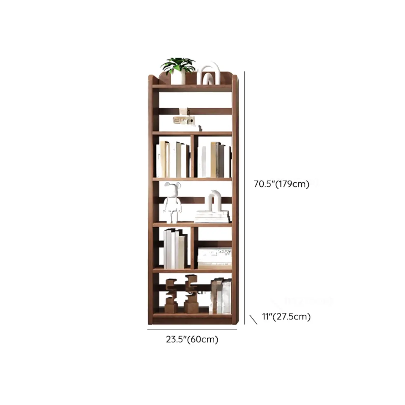 Rectangle Multi-Shelf Open Back Brown Wood Bookcase