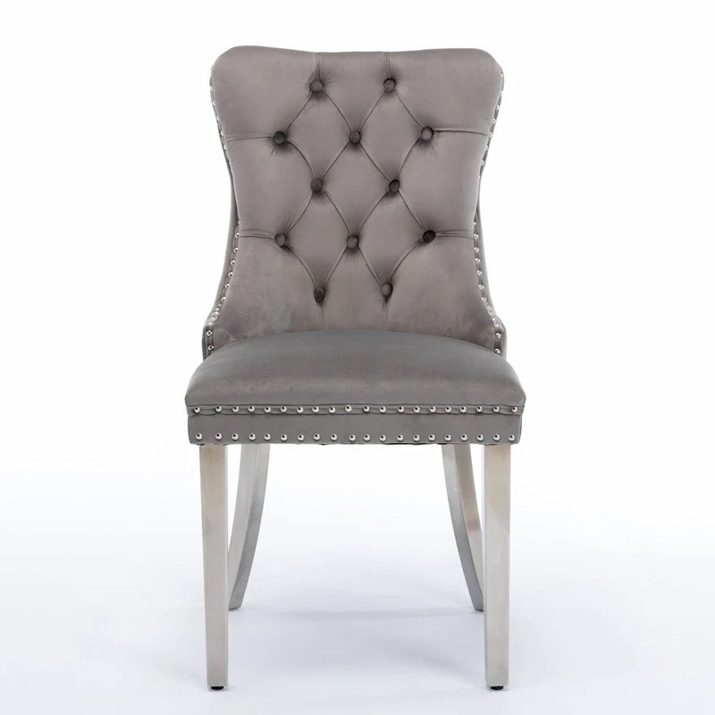 Velvet Upholstered Dining Chair with Chrome Stainless Steel Plating Legs