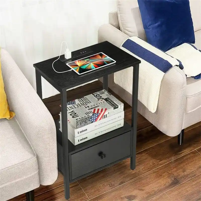 Side Table with Charging Station - 11.8D x 15.7W x 23.6H