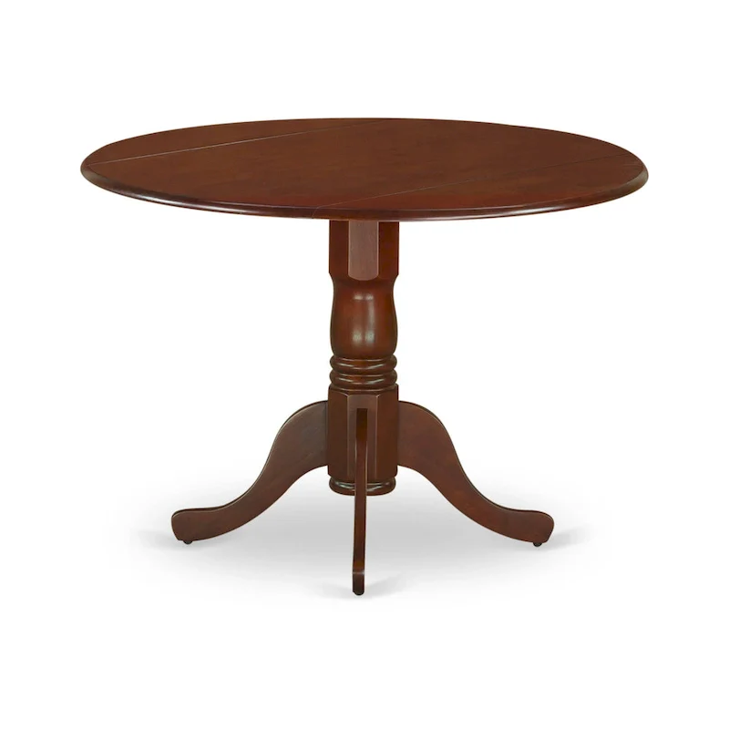 East West Furniture Dublin Kitchen Dining Table - a Round Wooden Table Top with Dropleaf & Pedestal Base, (Finish Options)