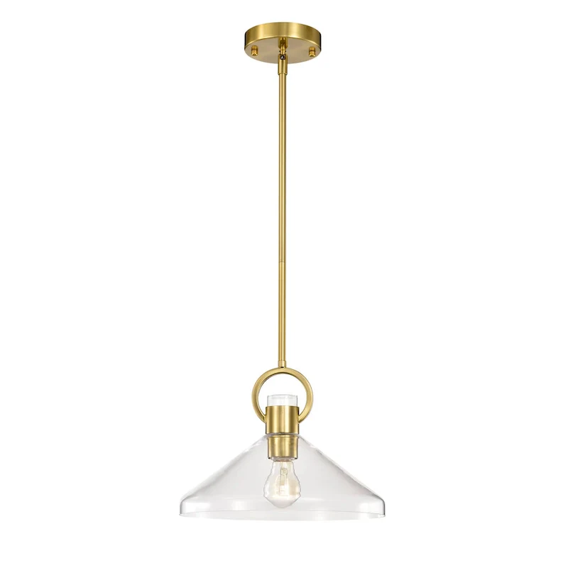 Andros Glass Cone Shade 1-Light Downrod Pendant Light