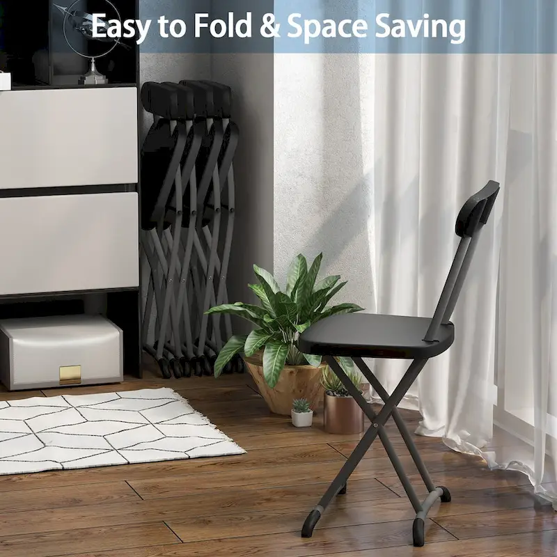 Gymax 4-Pack Folding Chair w/ Metal Curved Feet Wide Seat & Ergonomic