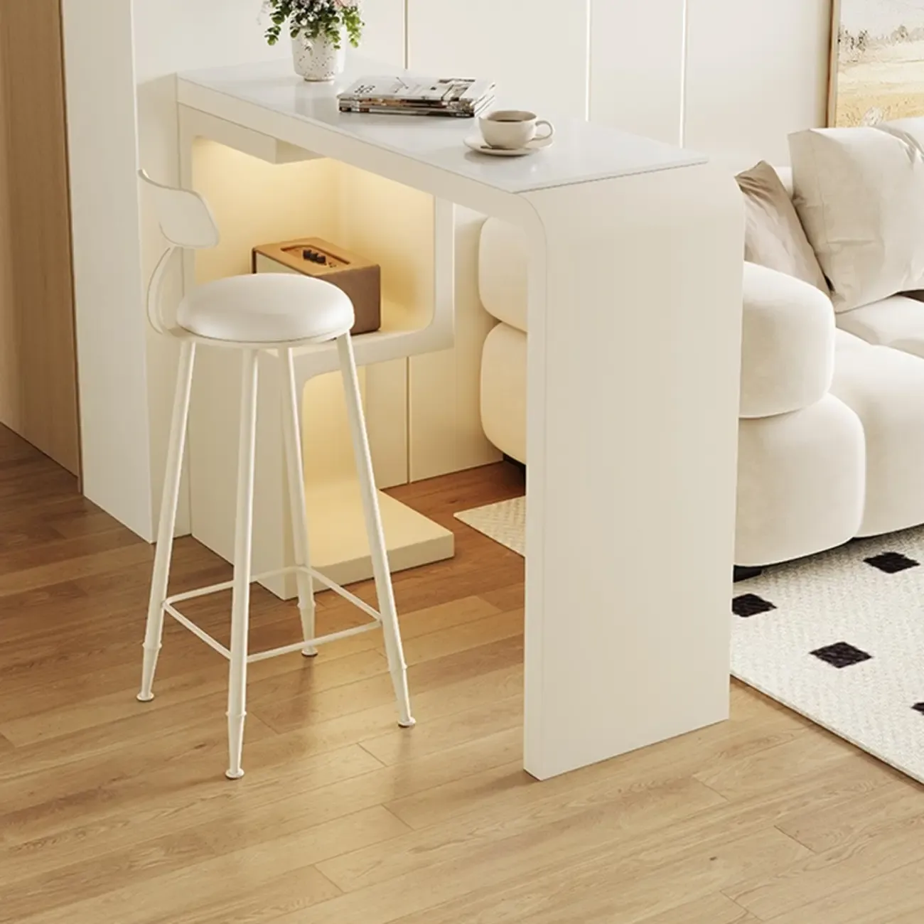 Modern Off-White Wood Integrated Design Bar Tables