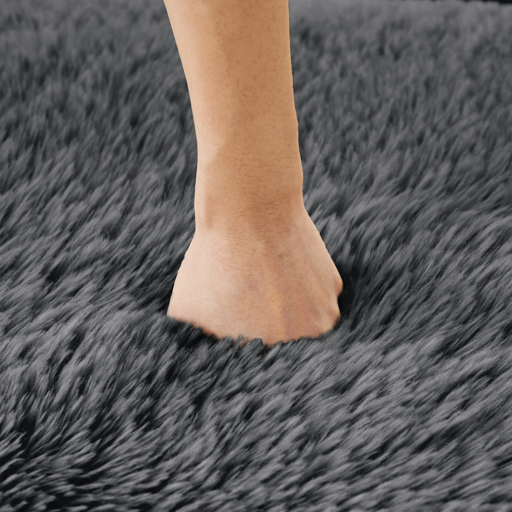 Soft Teddy Plush Ergonomic Design L-shaped Loveseat Sofa with Ottoman