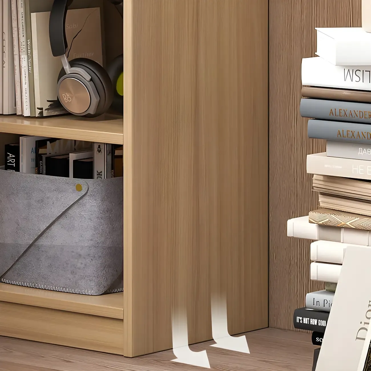 Narrow Tall Brown Wood 6-Shelf Closed Back Bookcase