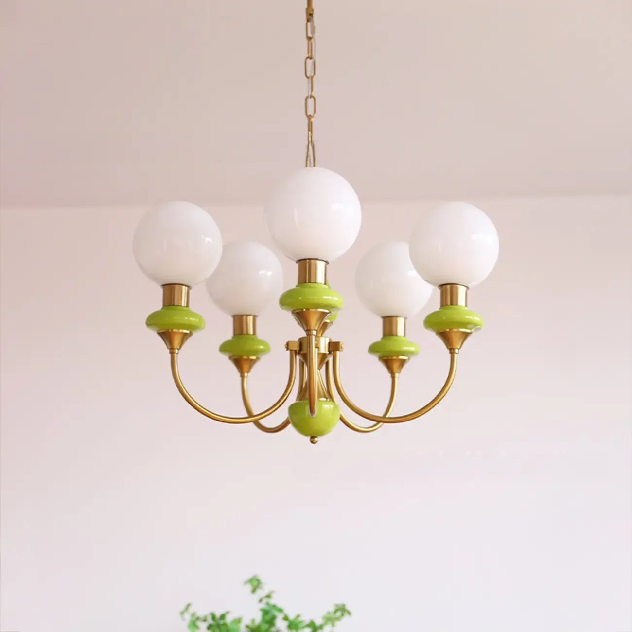 Adjustable Modern Green Globe Chandelier
