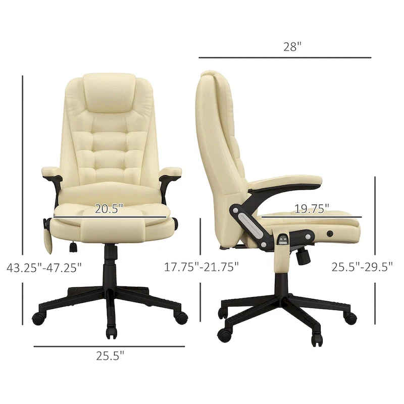 HOMCOM High Back Vibration Massage Office Chair with 6 Vibration Points, Beige