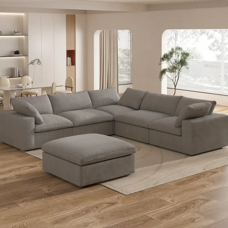 Widen Down Filled 5-Piece Sectional and Ottoman
