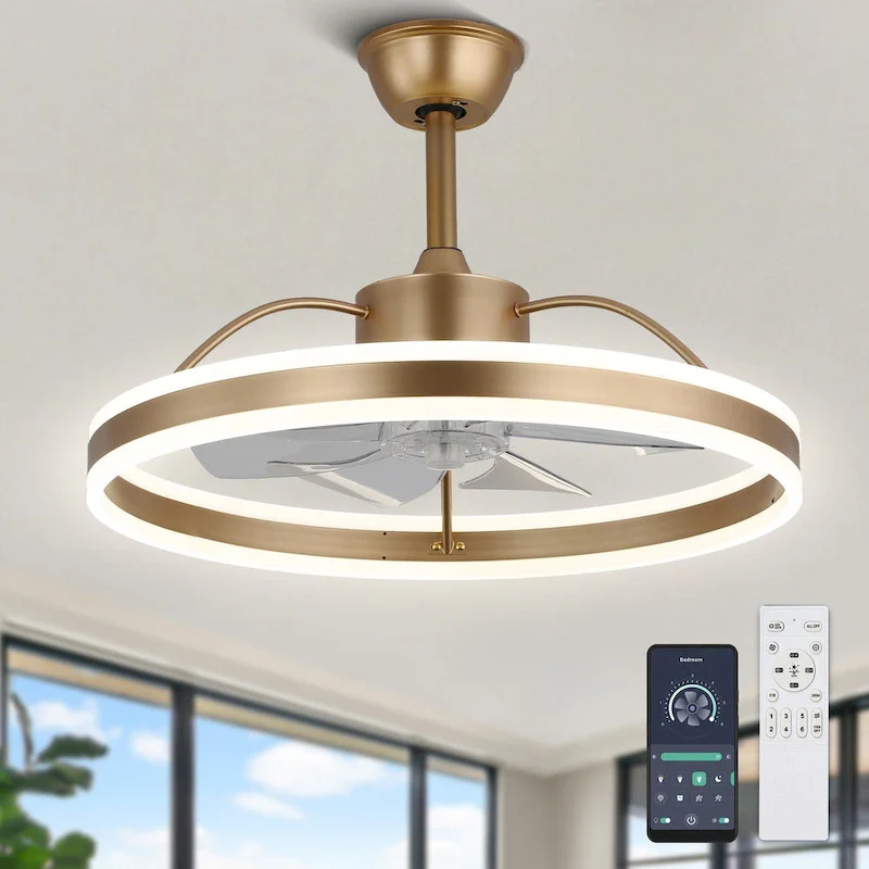 Cusp Barn 24 Inch Modern Smart Ceiling Fan with Light and APP Control, 6 Speeds DC Motor Dimmable LED Ceiling Lights for Bedroom