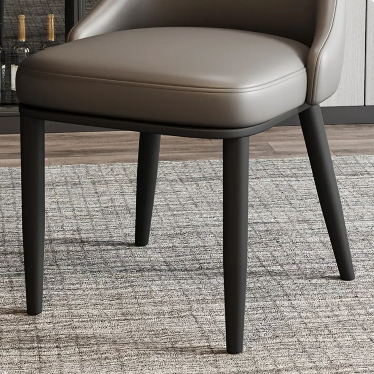 Modern Upholstered Metal Leather Dining Chairs