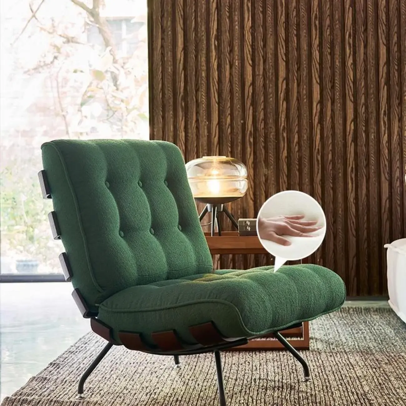 Traditional Tufted Mohair Reclining Accent Chair