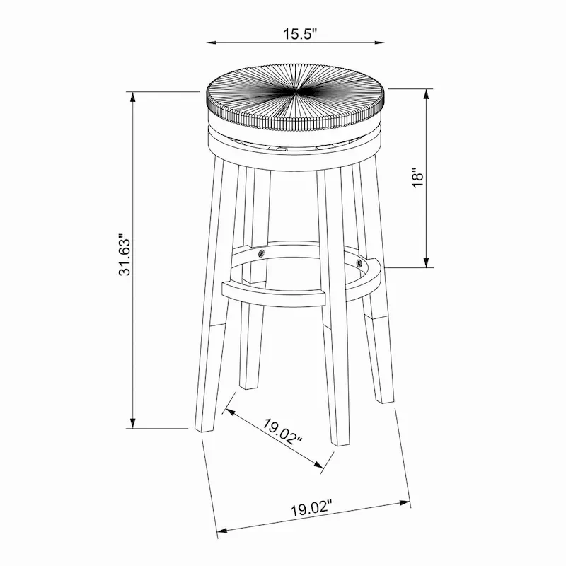 Maya Backless 31-Inch 360-Degree Swivel Bar Stool with Seagrass Seat