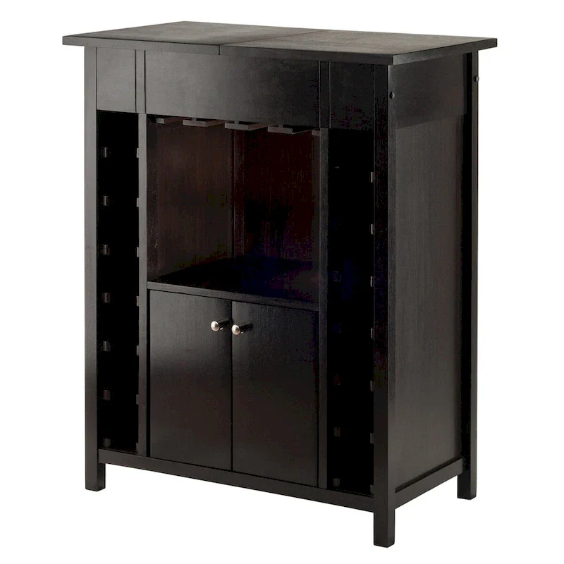 Wine Cabinet, Expandable Top, Espresso - 29.92 x 17.32 x 37.01 inches