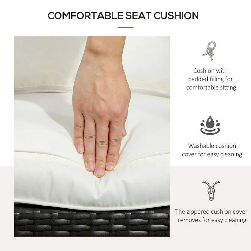 Patio Wicker Adirondack Chair, All-Weather Rattan Fire Pit Chair Soft Cushions, Tall Curved Backrest and Armrests