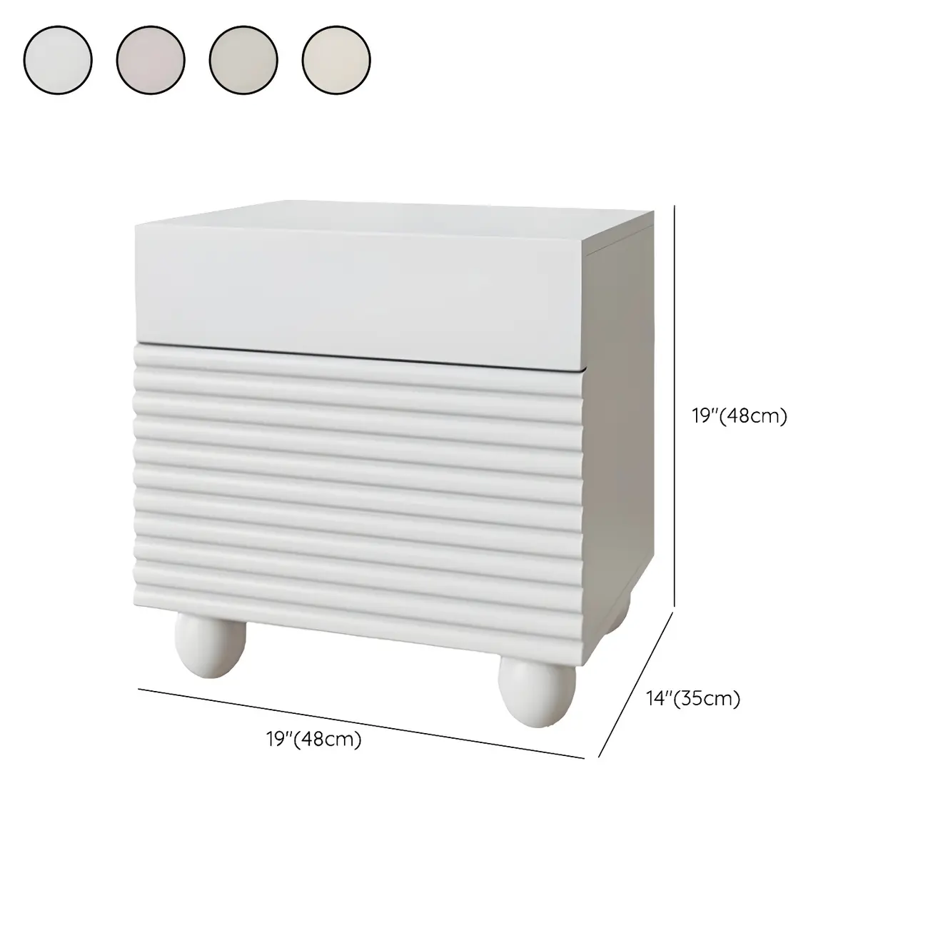 Narrow Cubic 2-Drawer Wood Small Bedside Table