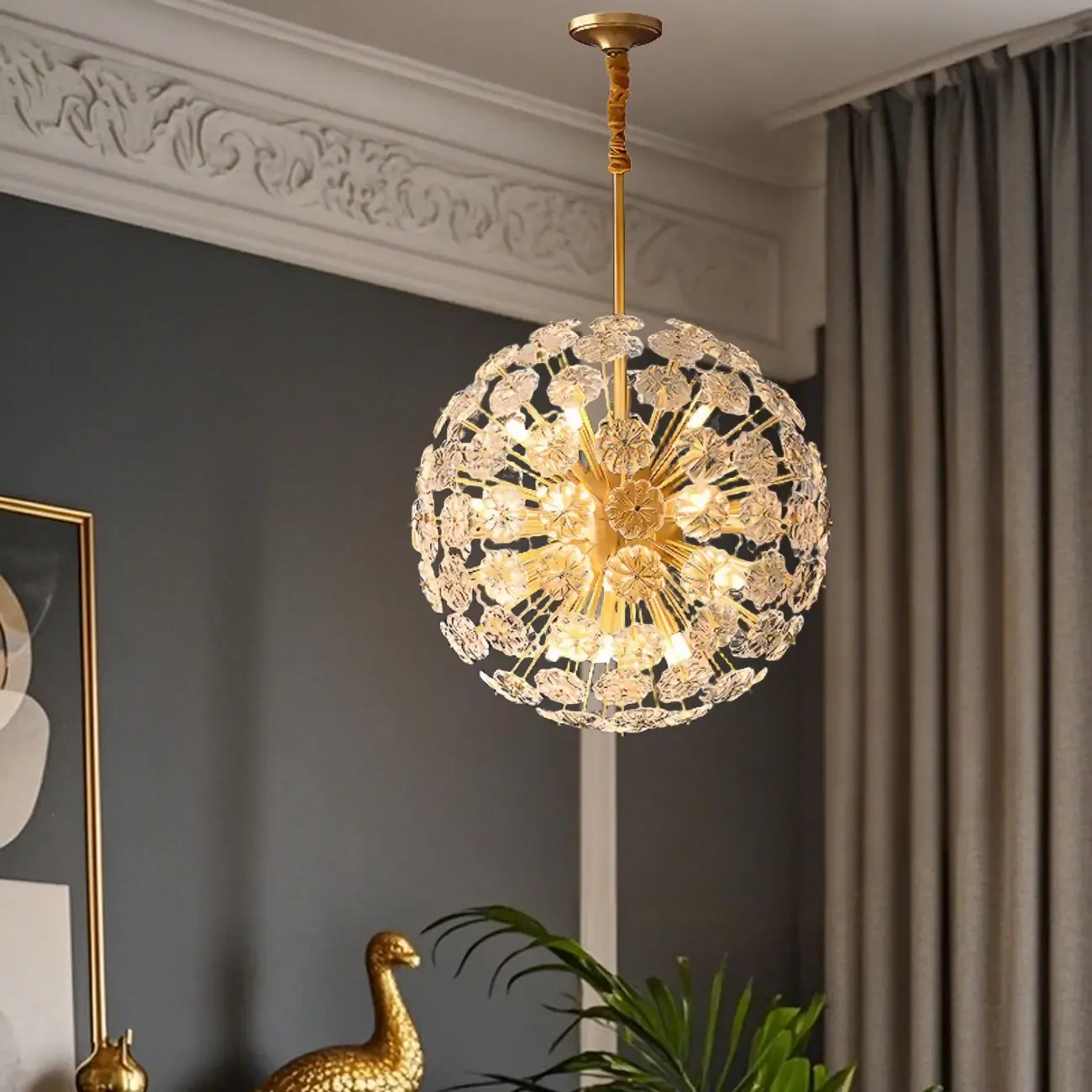 Modern Crystal Globe Chandelier with Ambient Light
