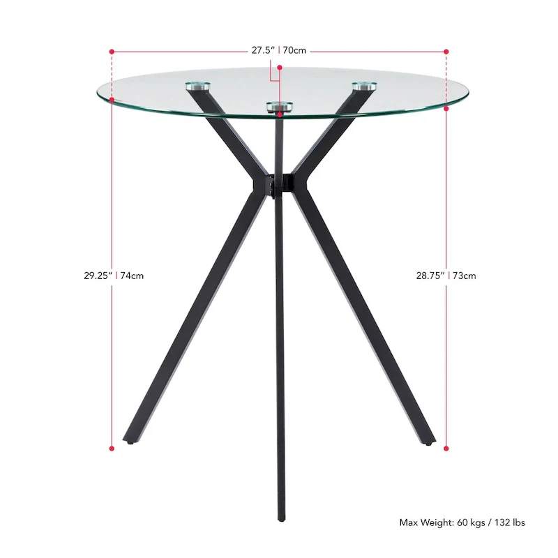 Eliana Glass Top Bistro Table