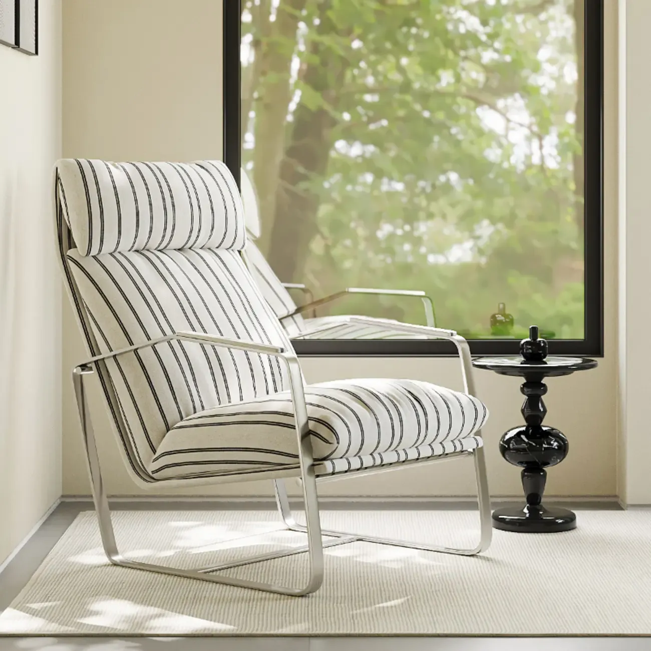 Modern Chenille High-Back Accent Chair With Arms