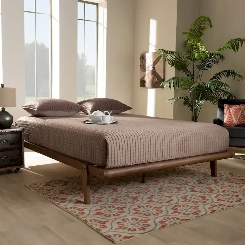 Carson Carrington Ulva Walnut Wood Platform Bed Frame