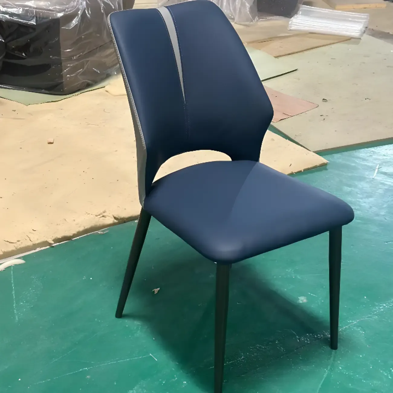 Modern Faux Leather Open Back Armless Dining Chair