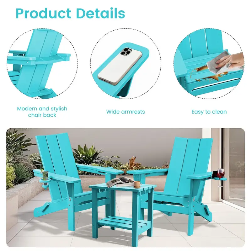 HDPE Modern All weather Adirondack Chairs with Cup-holders