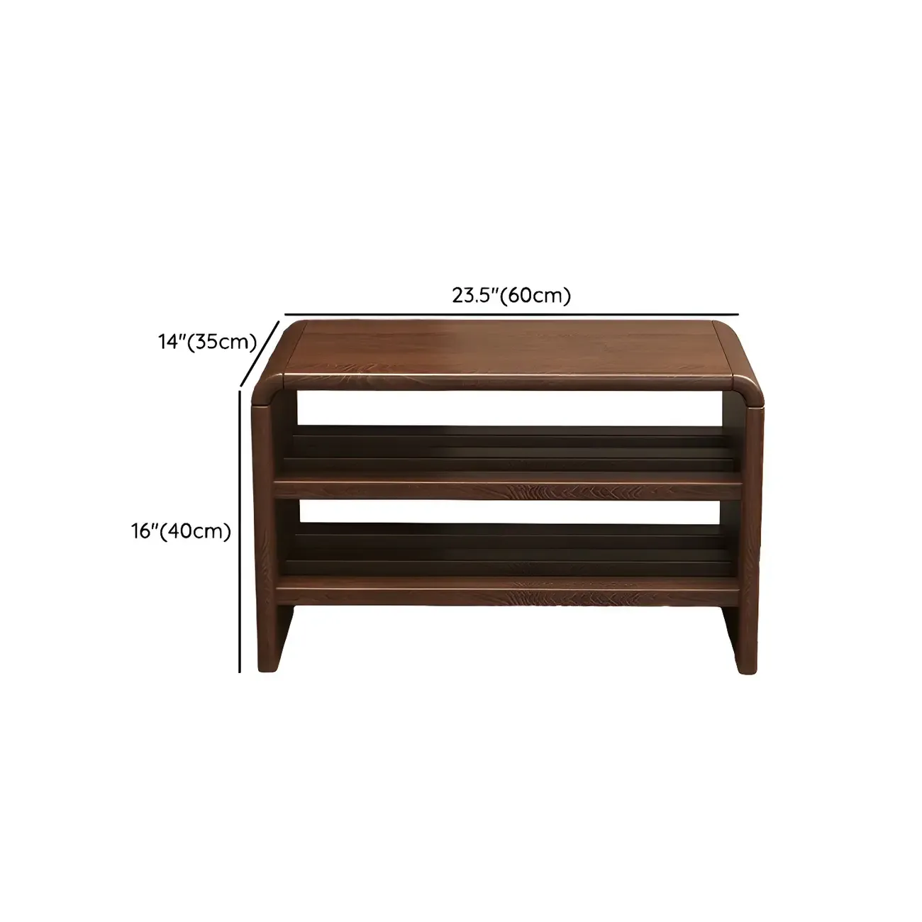 Entryway Brown Solid Wood 3-Tier Shoe Rack Bench