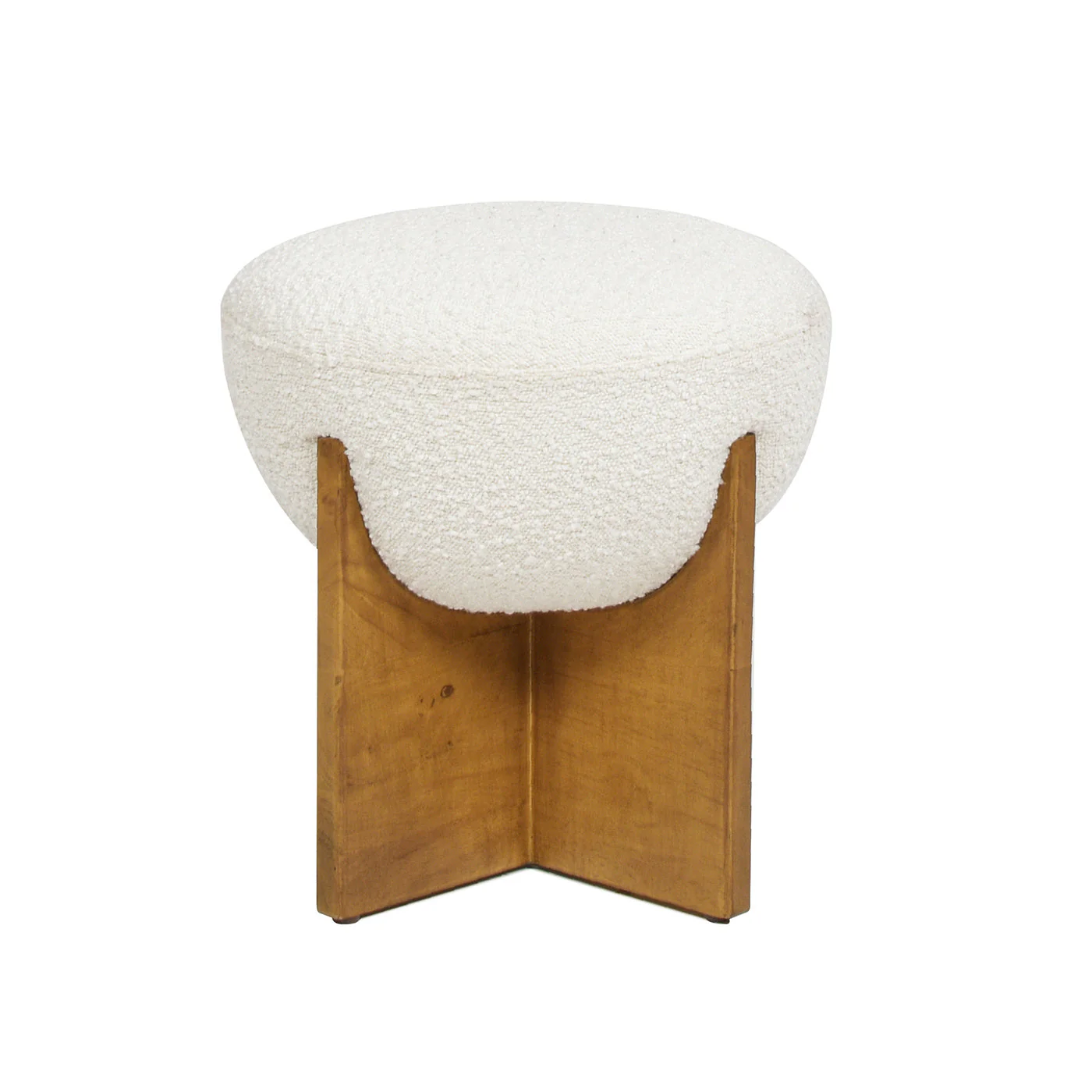 Walker Edison | Bali 18.5' Round Upholstered Ottoman with Natural Wood Base