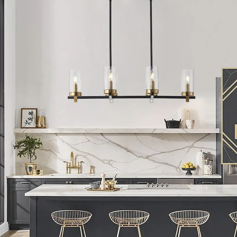 6-Lights Glass Shape Creative Adjustable Kitchen Island Lights - 31.9 D11.8 W72 H (Adjustable)