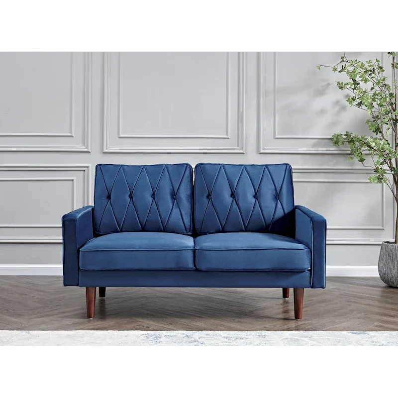 Feemster 57.5 Wide Velvet Tufted Cushion Back Loveseat