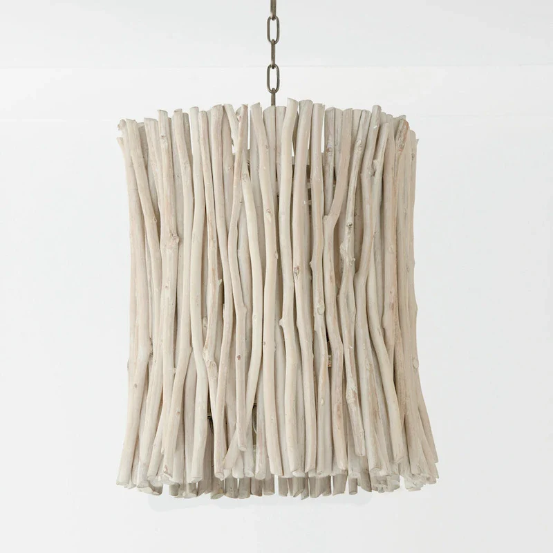 Cara 4-light Brushed Pewter Medium Pendant w/ Handcrafted Eucalyptus