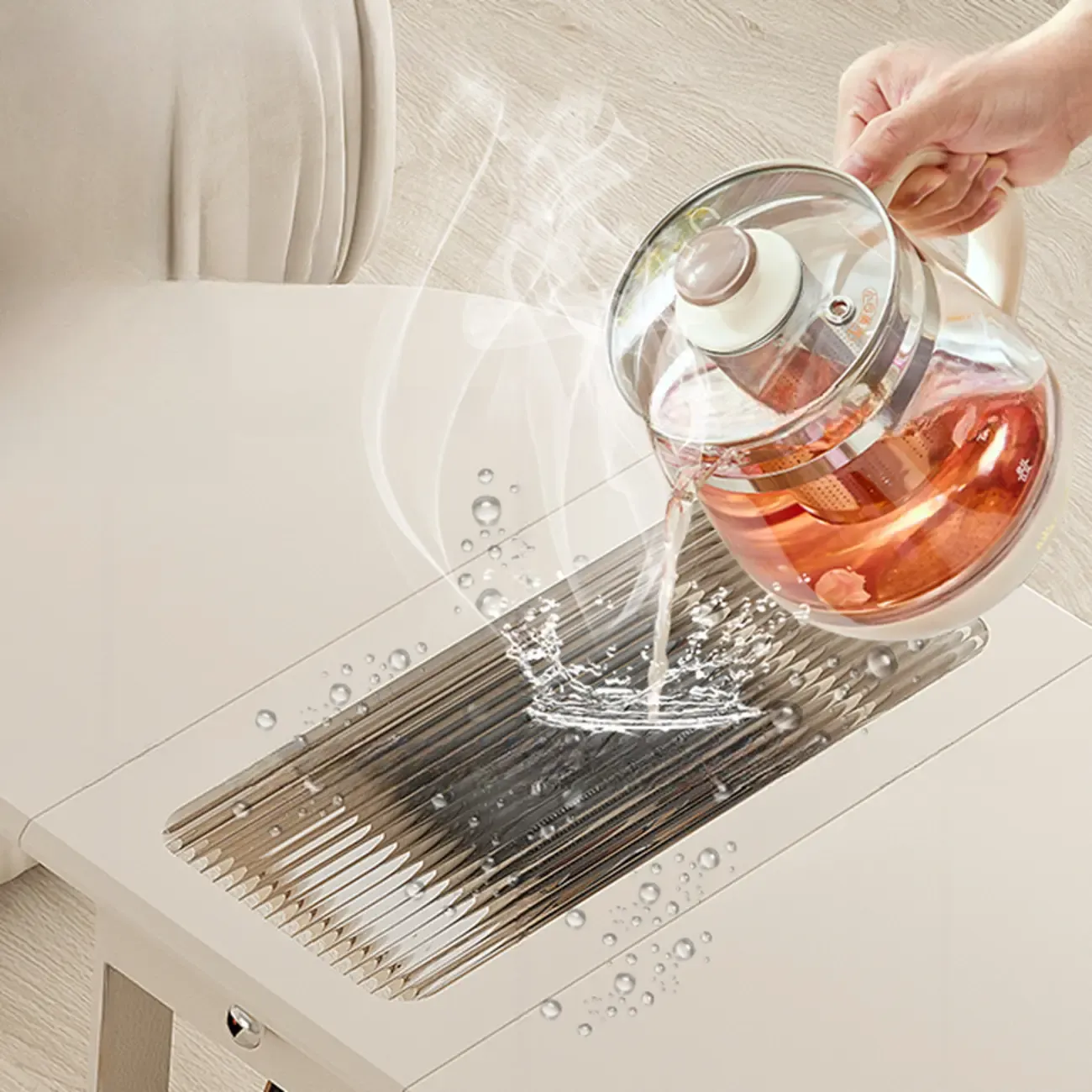 Foldable Wood White Modern Wheeled Small Side Table